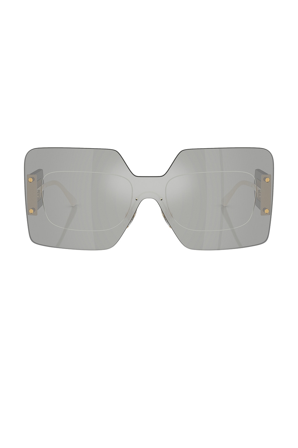 Oversized Square Sunglasses in Metallic Silver