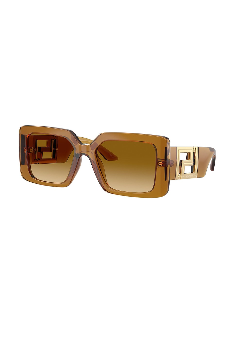 Versace Square Sunglasses In Translucent Brown
