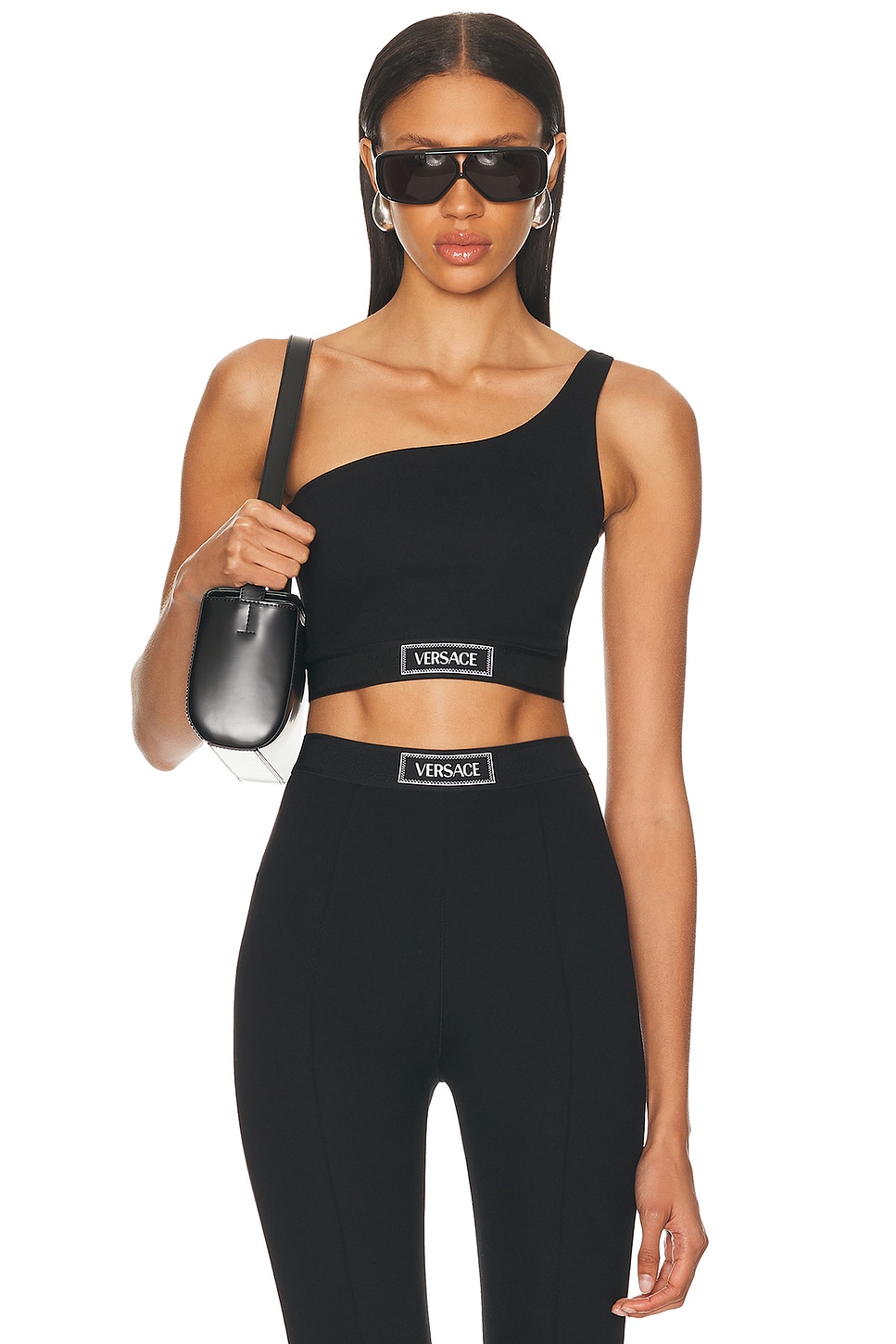 One Shoulder Sports Bra in Black