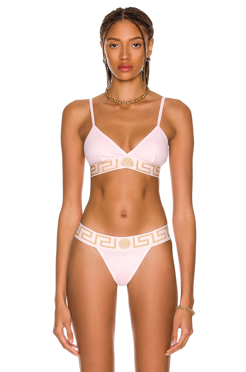 Image 1 of VERSACE Greca Border Triangle Bralette in Candy