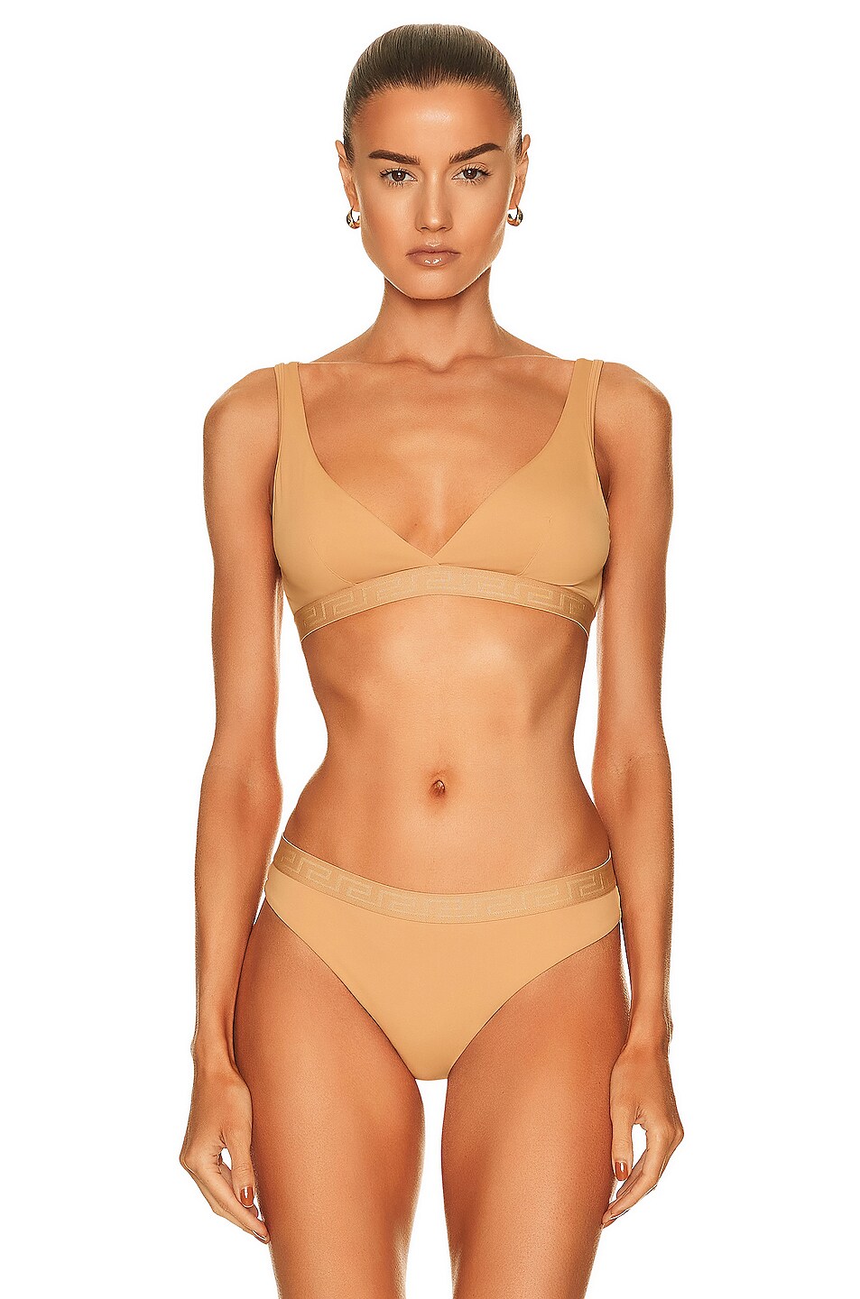 Image 1 of VERSACE Iconic Thick Strap Bra in Toffee