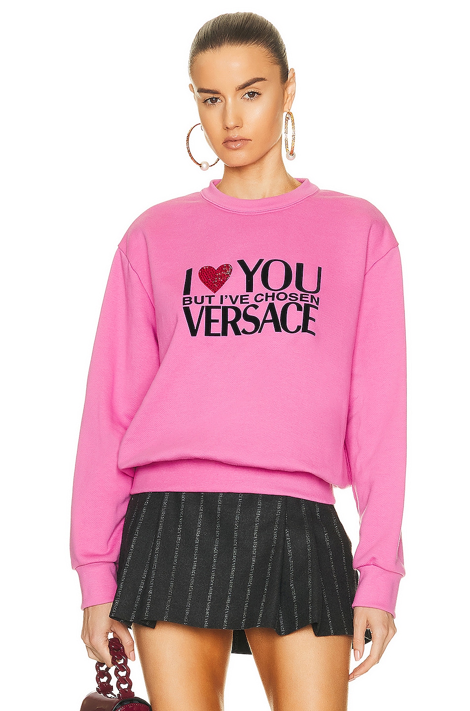 Image 1 of VERSACE I Love You Sweatshirt in Pink Lemonade