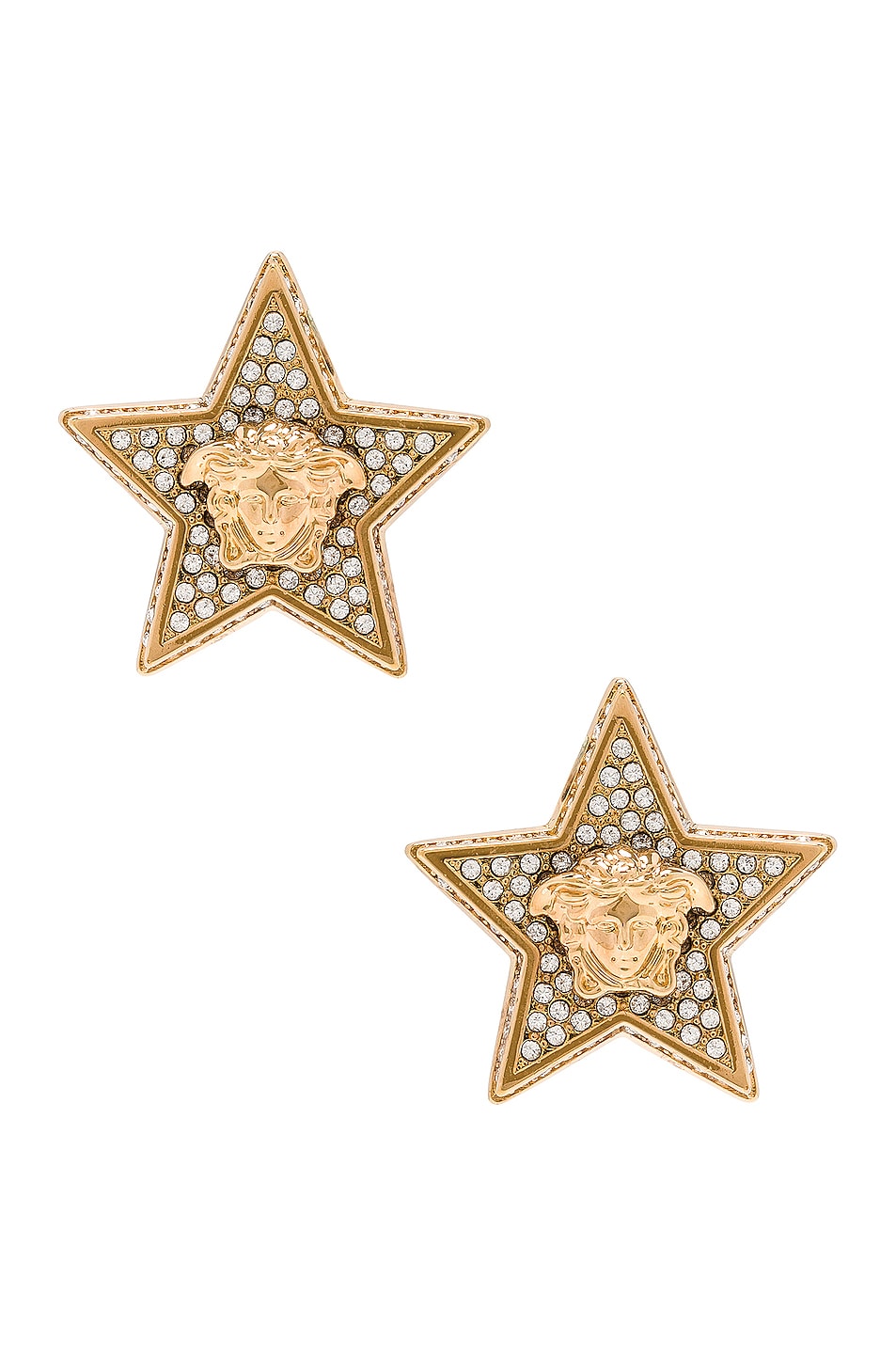 Image 1 of VERSACE Star Earrings in Gold & Crystal