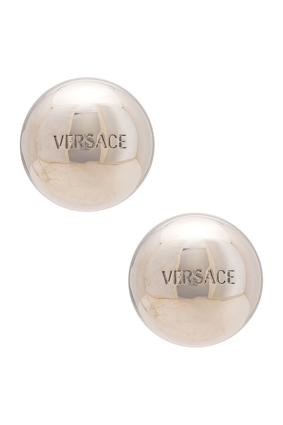 Image 1 of VERSACE Logo Earrings in Palladium