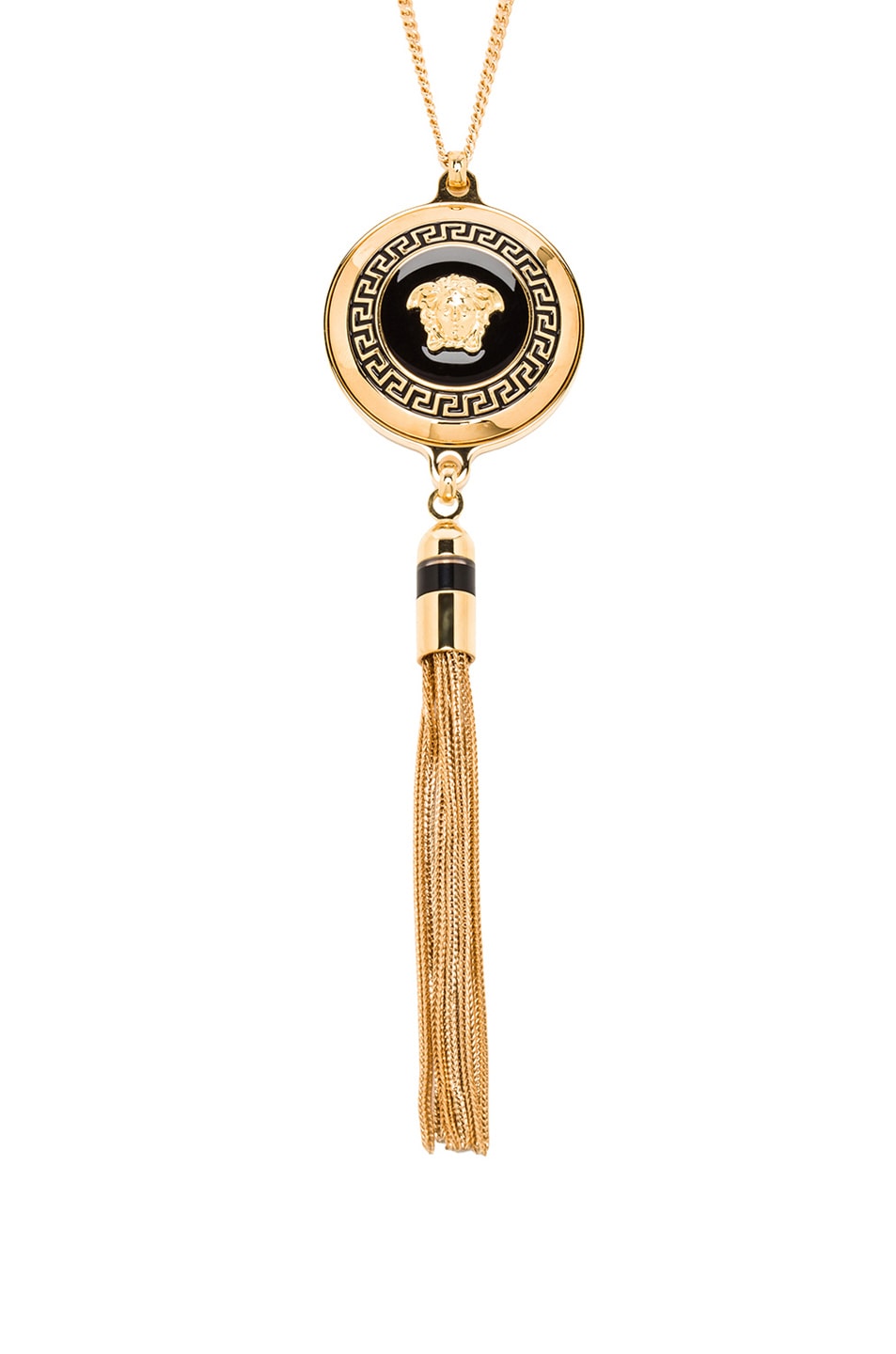 Image 1 of VERSACE Medusa Tassel Necklace in Black & Gold