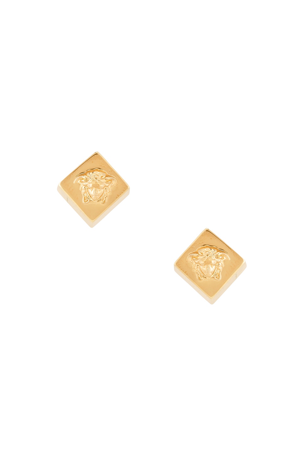 VERSACE Metal Square Earrings in Metallic Gold