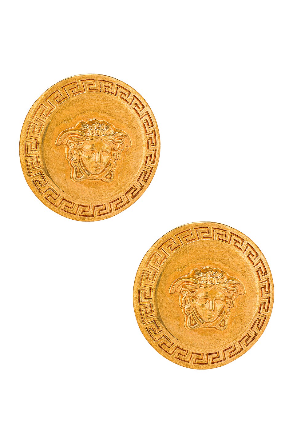 Image 1 of VERSACE Coin Stud Earrings in Oro