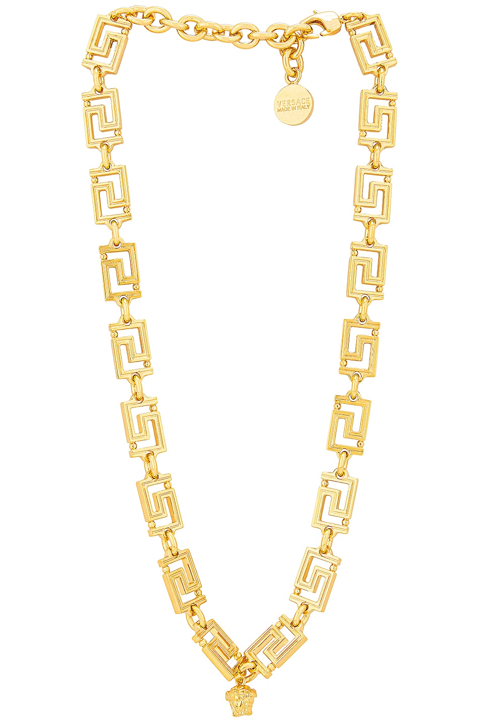 VERSACE Logo Necklace in Oro FWRD