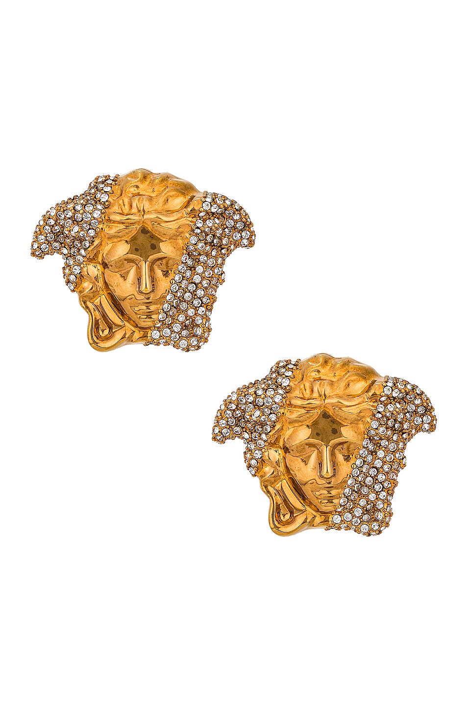 Image 1 of VERSACE Medusa Stud Earrings in Crystal & Oro