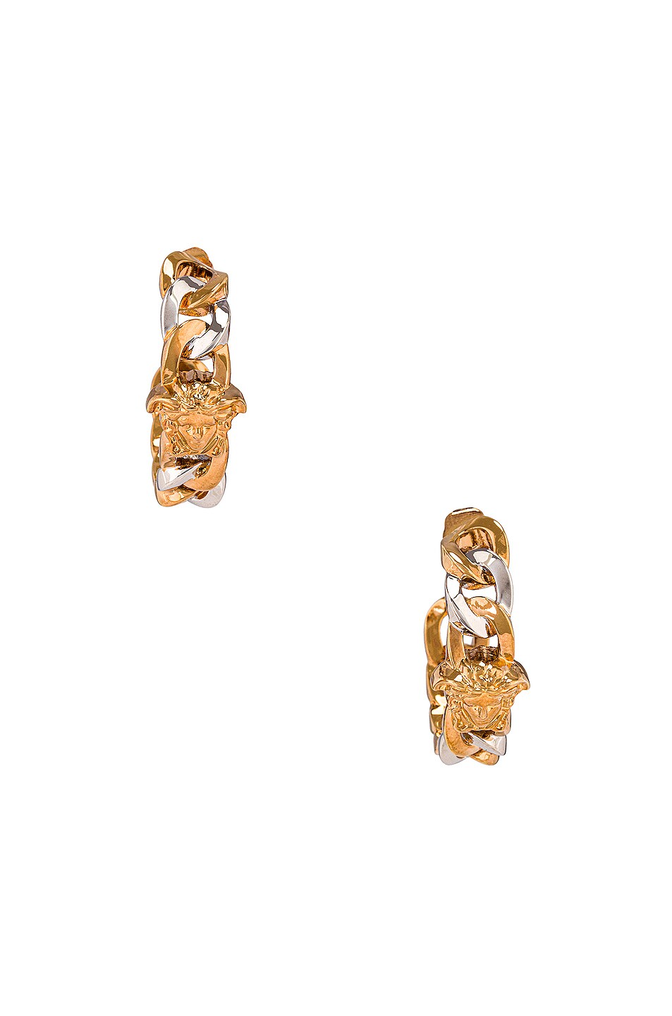 Image 1 of VERSACE Medusa Chain Earrings in Oro & Palladio