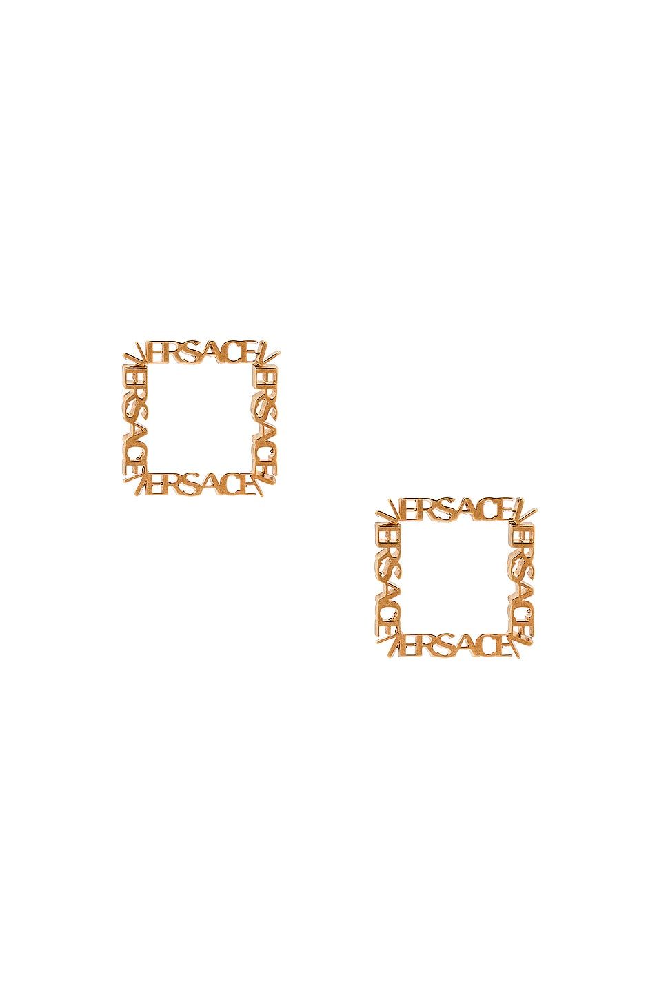 Image 1 of VERSACE Logo Square Earrings in Oro