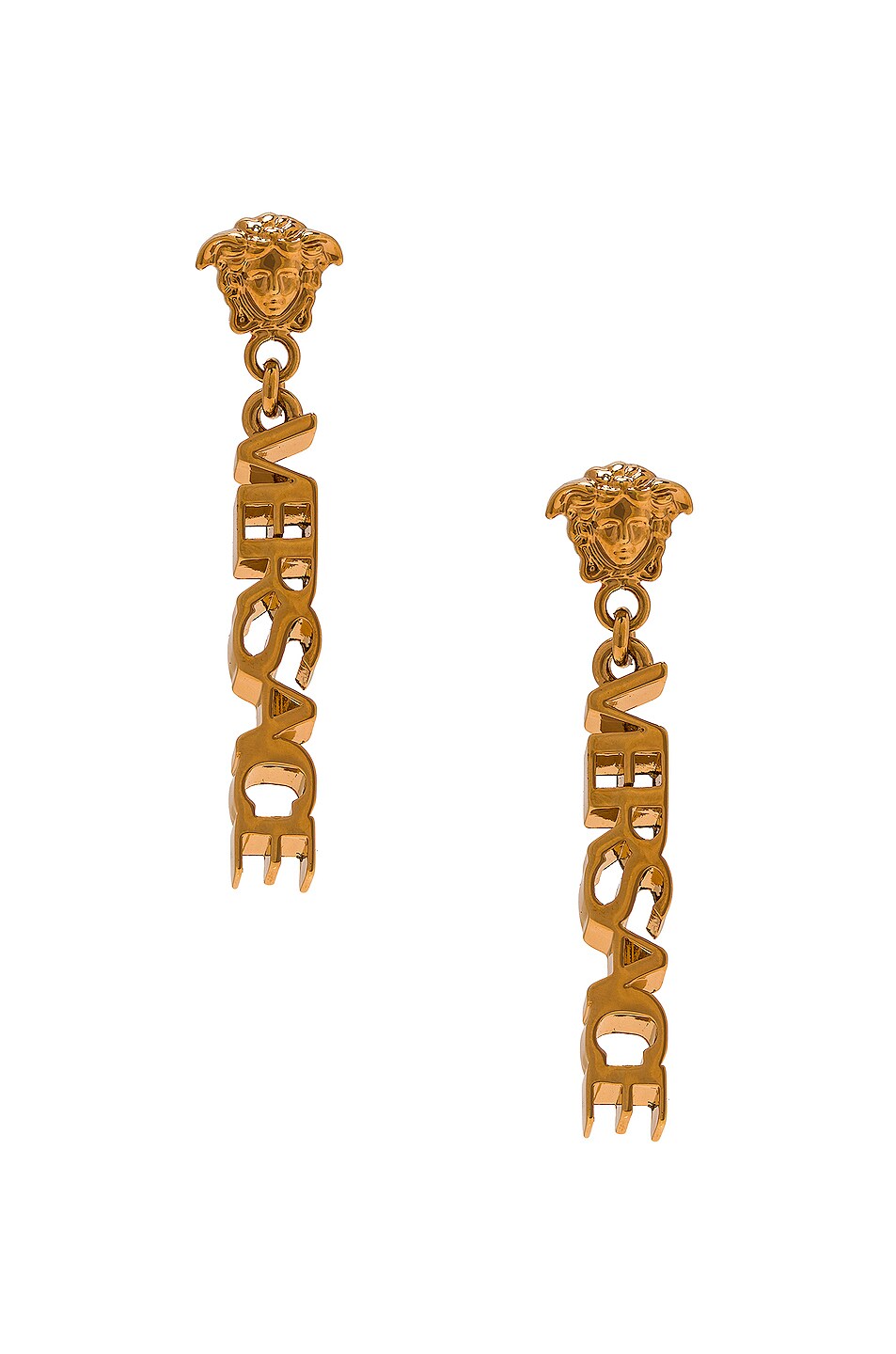 Image 1 of VERSACE Medusa Logo Dangle Earrings in Oro