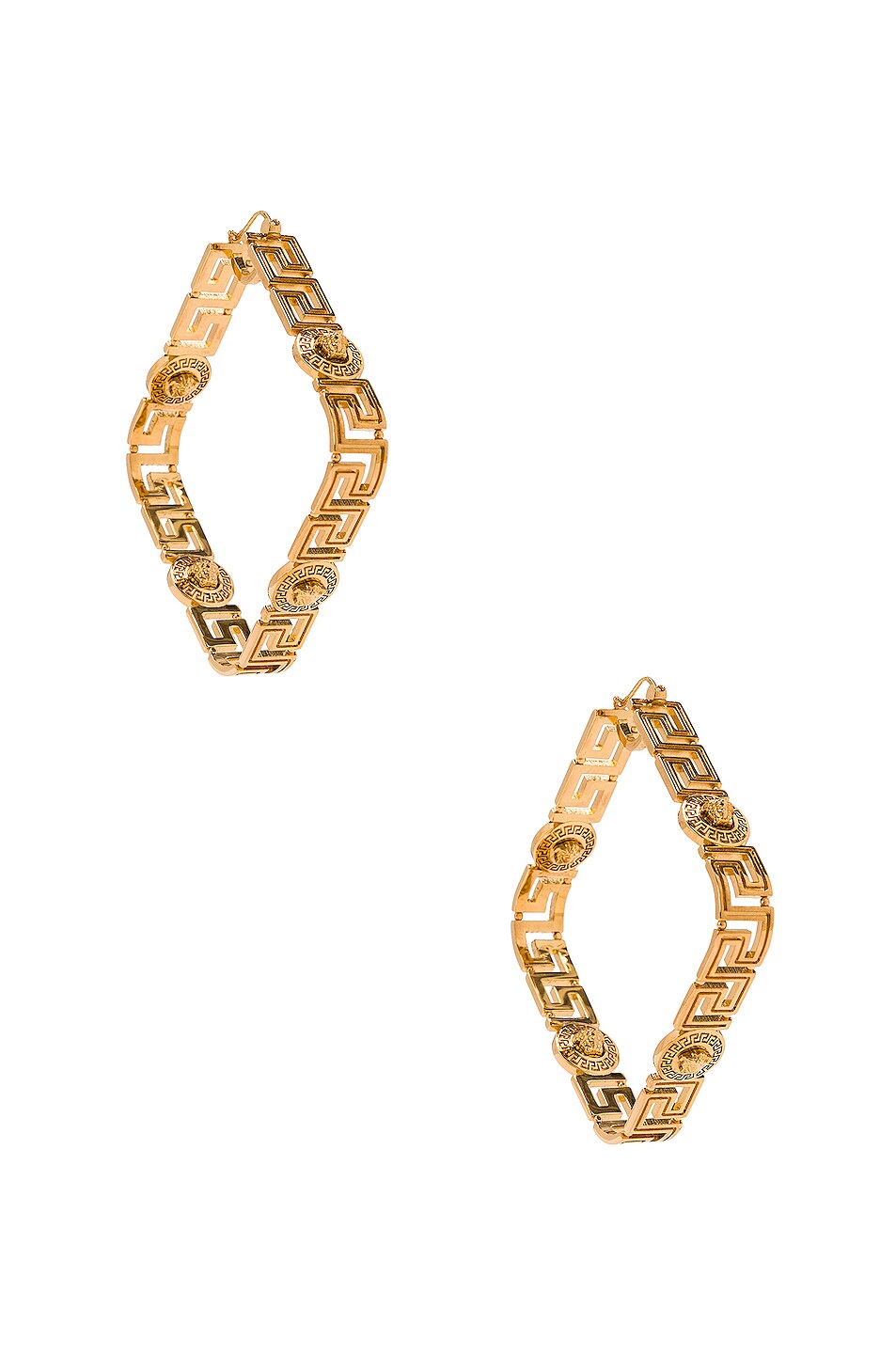 Image 1 of VERSACE Logo Chain Square Hoop Earrings in Oro