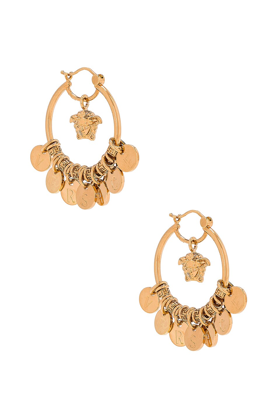 Image 1 of VERSACE Hoop Coin Earrings in Oro