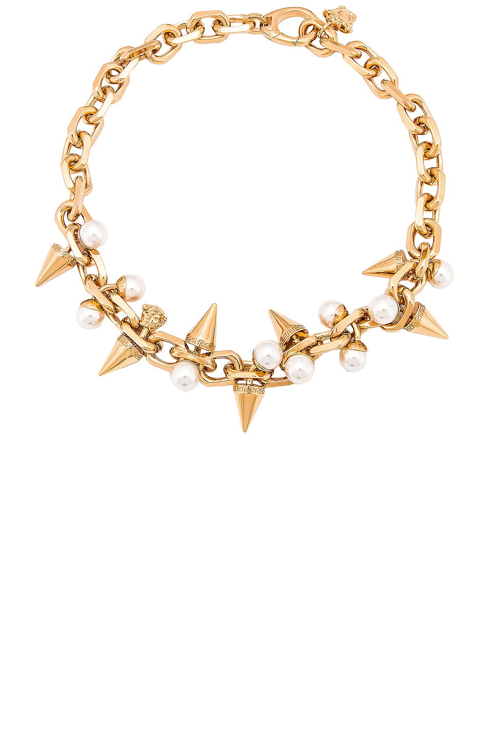 Image 1 of VERSACE Pearl Spike Necklace in Oro & Bianco