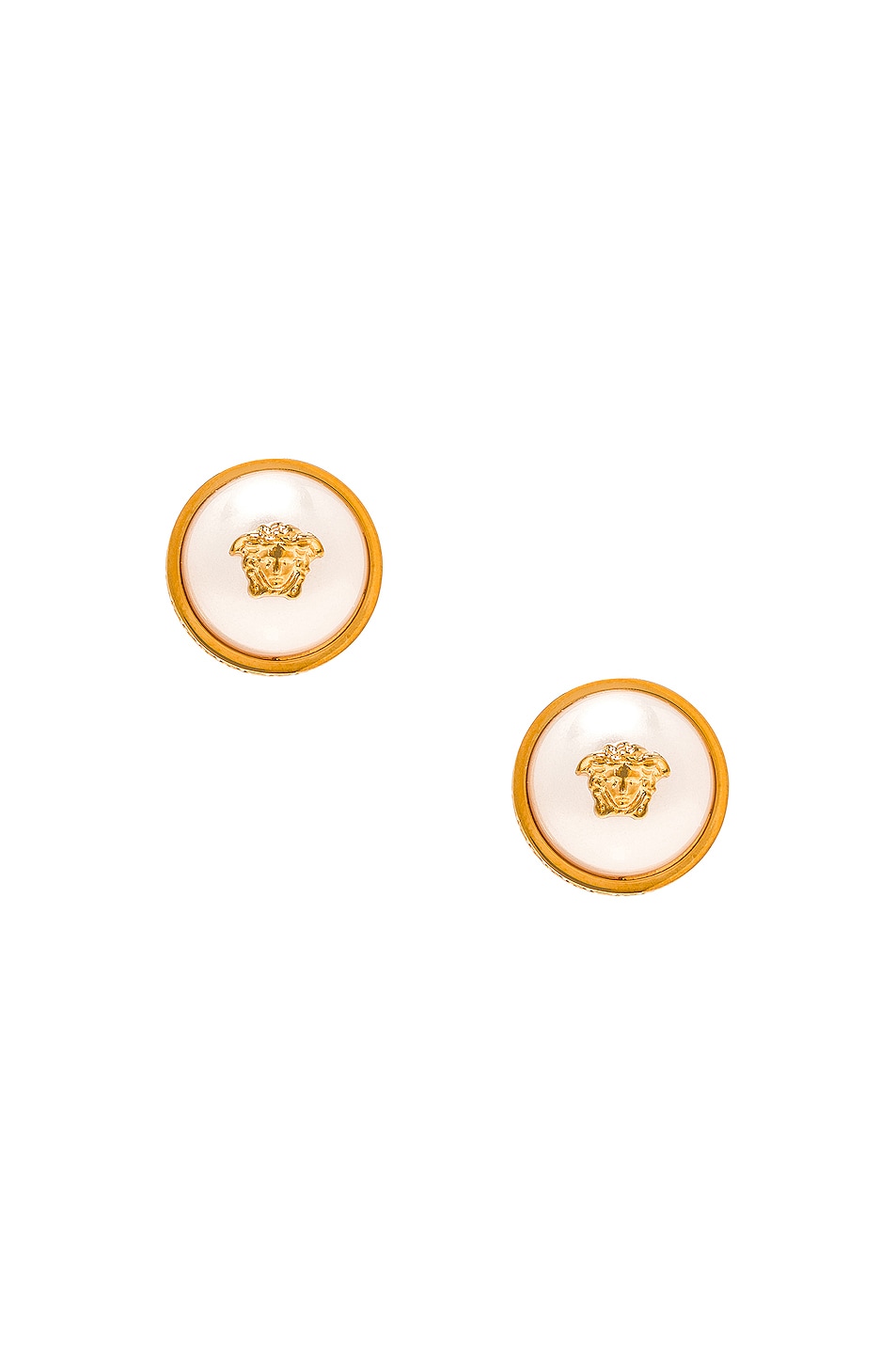 Image 1 of VERSACE Medusa Pearl Earrings in Oro & Bianco