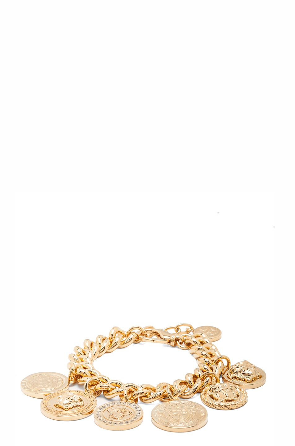 Image 1 of VERSACE Medusa Plated Coin Charm Bracelet in Gold