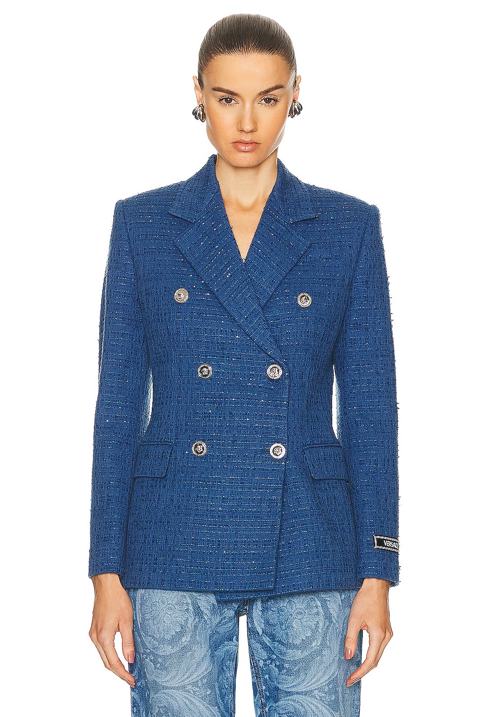 Image 1 of VERSACE Informal Tweed Jacket in Blue