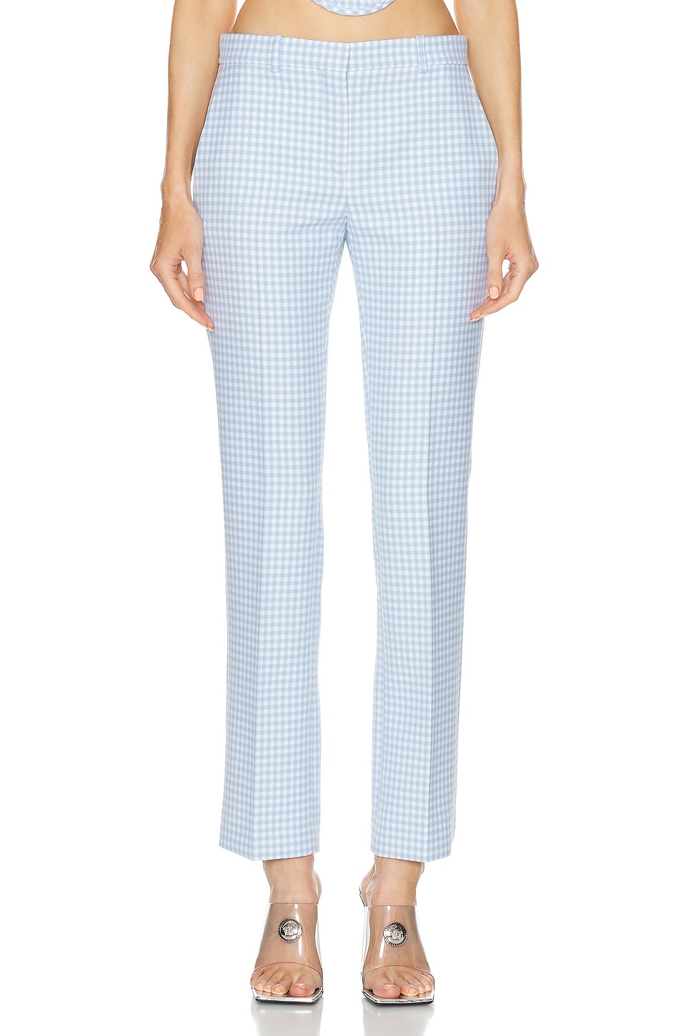 Image 1 of VERSACE Tailored Pant in Pale Blue & White