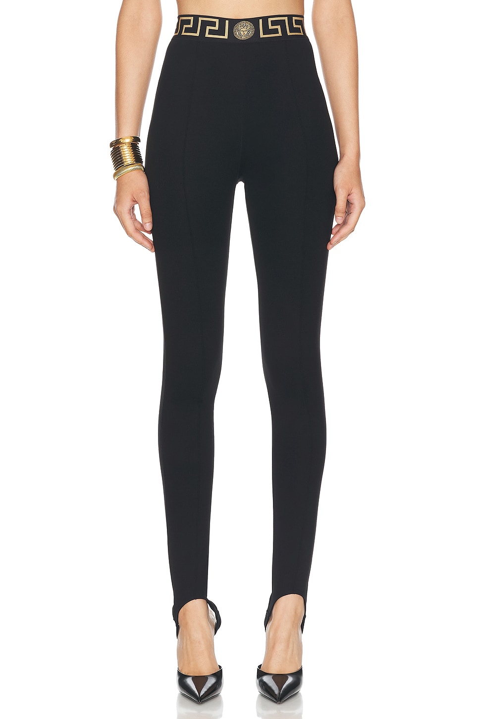 Image 1 of VERSACE Stirrup Legging in Nero