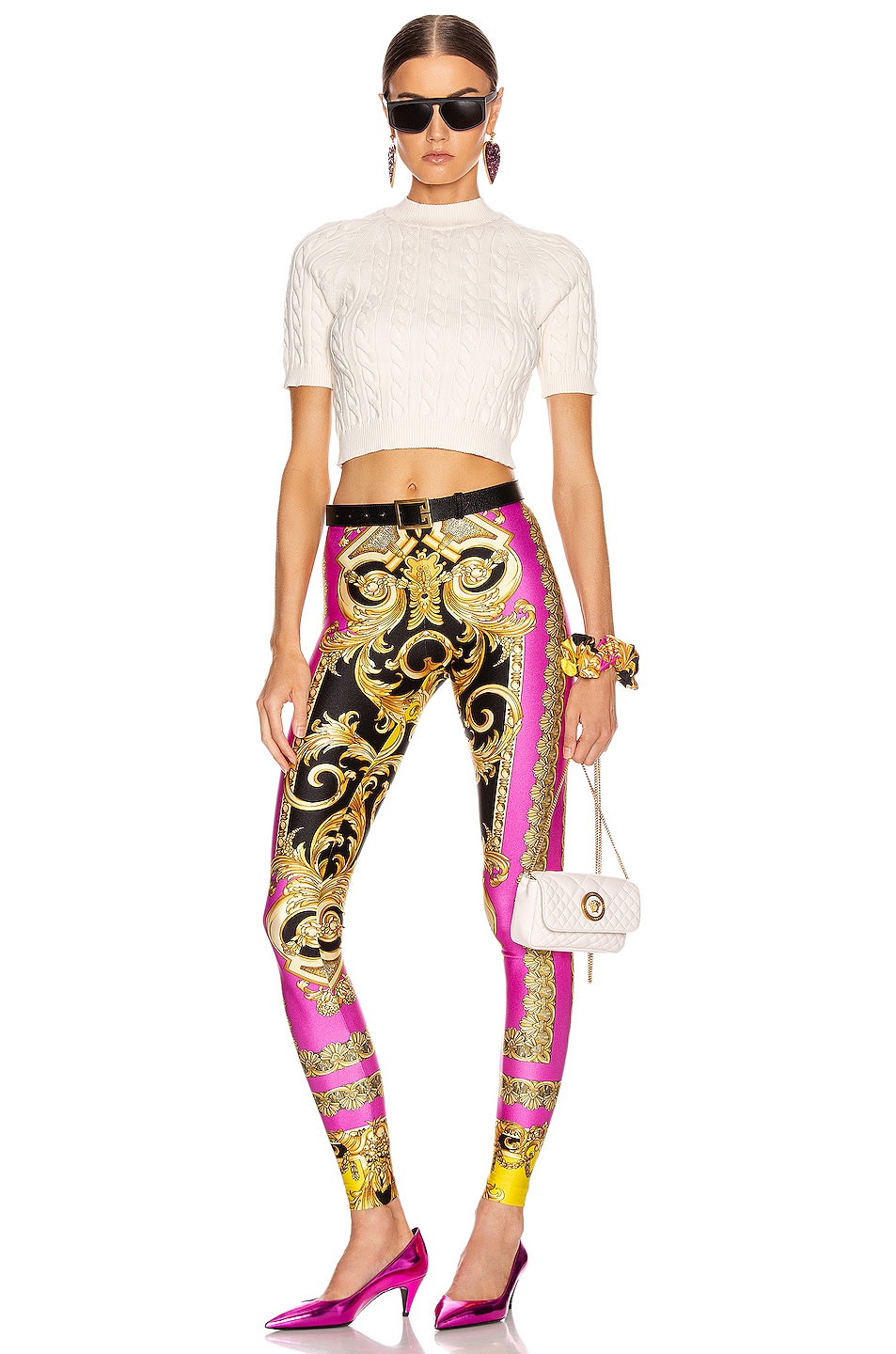 VERSACE Baroque Legging in Fuchsia & Yellow FWRD