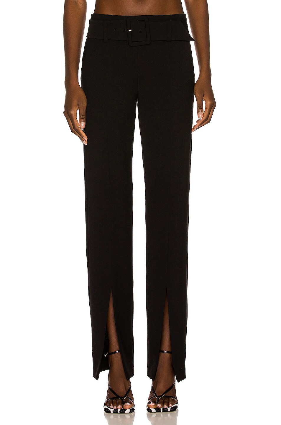 Image 1 of VERSACE Belted Slit Pant in Nero