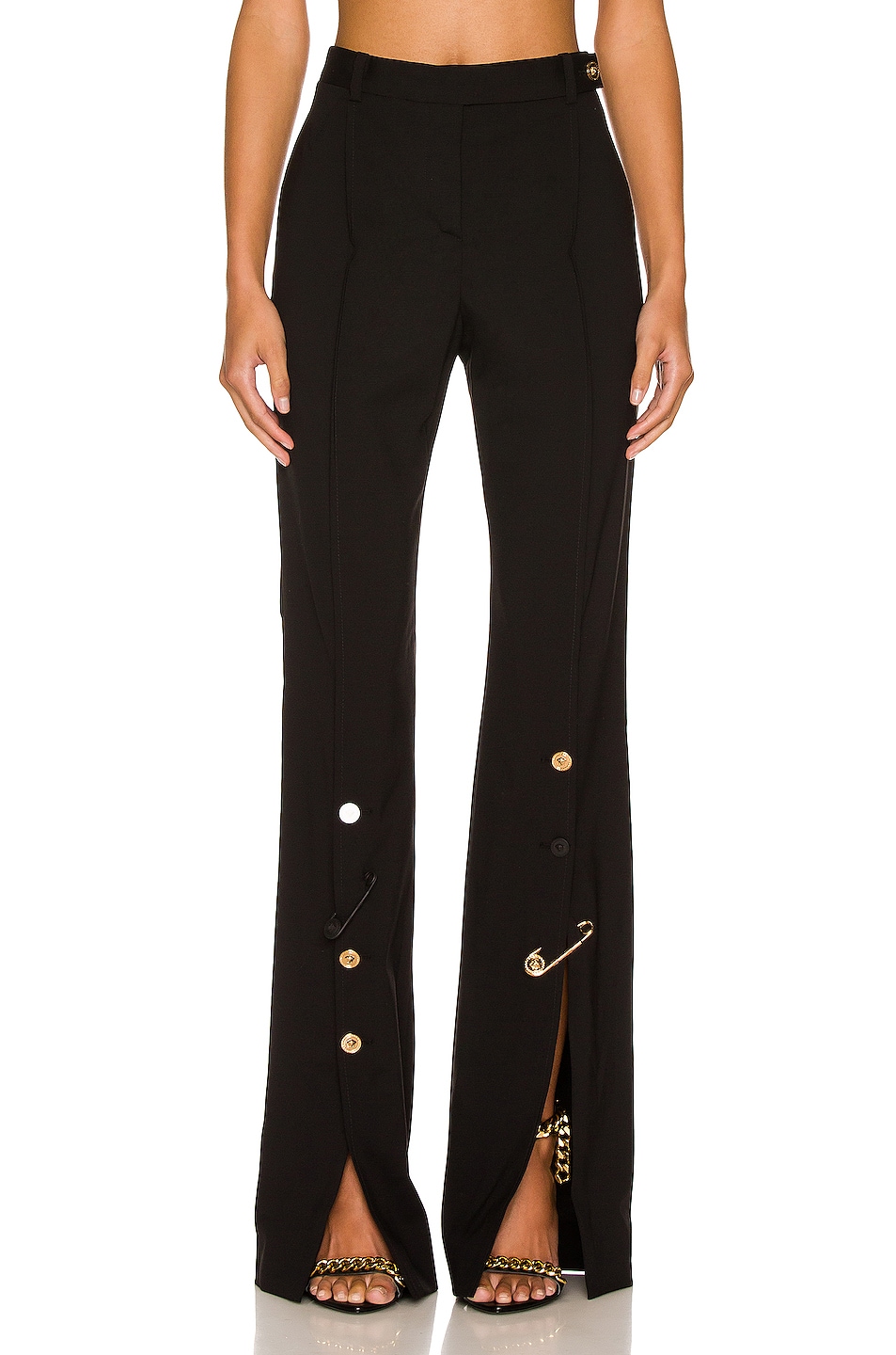 Image 1 of VERSACE Tailored Slit Pant in Nero