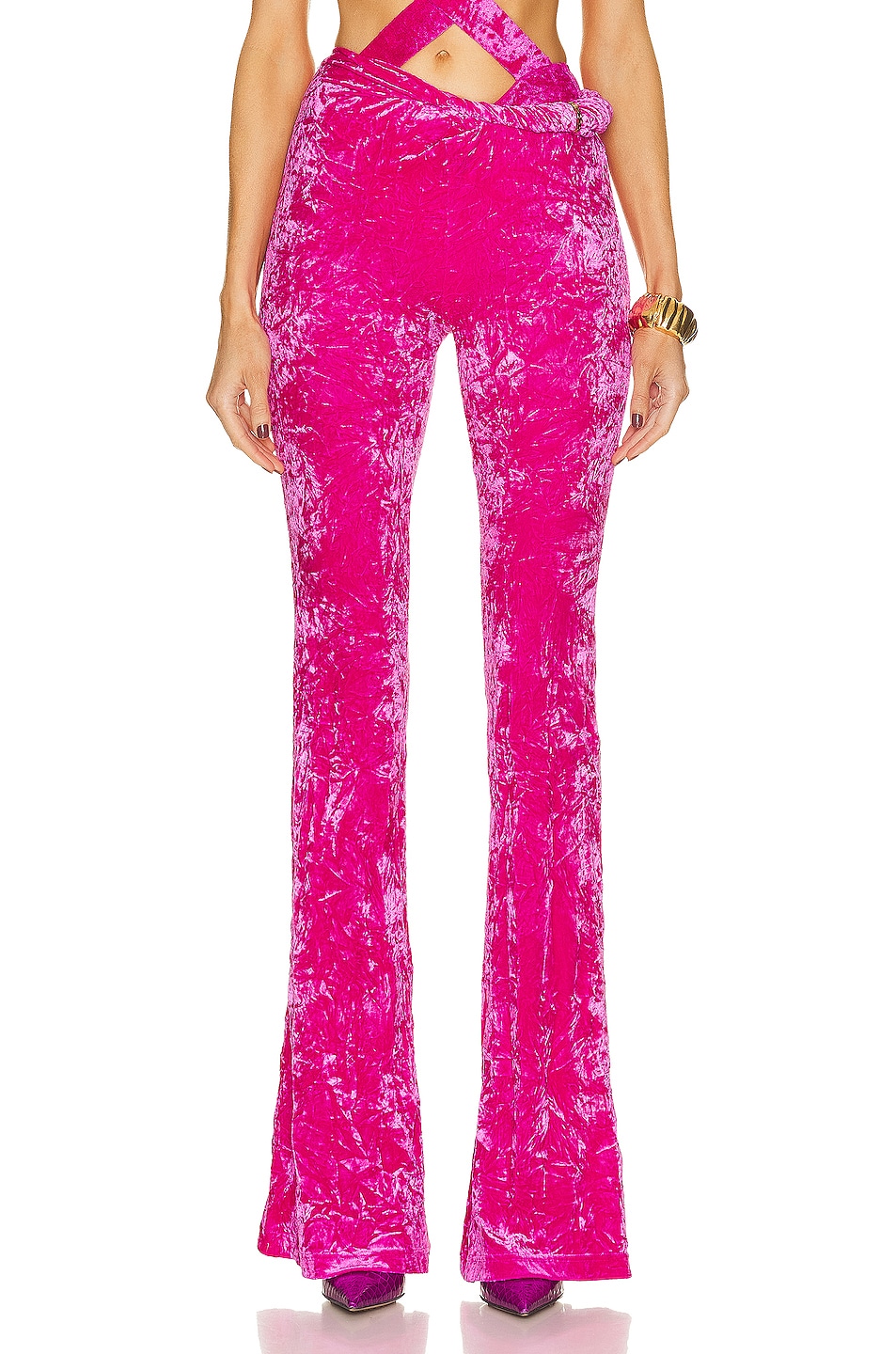 VERSACE Jersey Flare Pant in Glossy Pink | FWRD