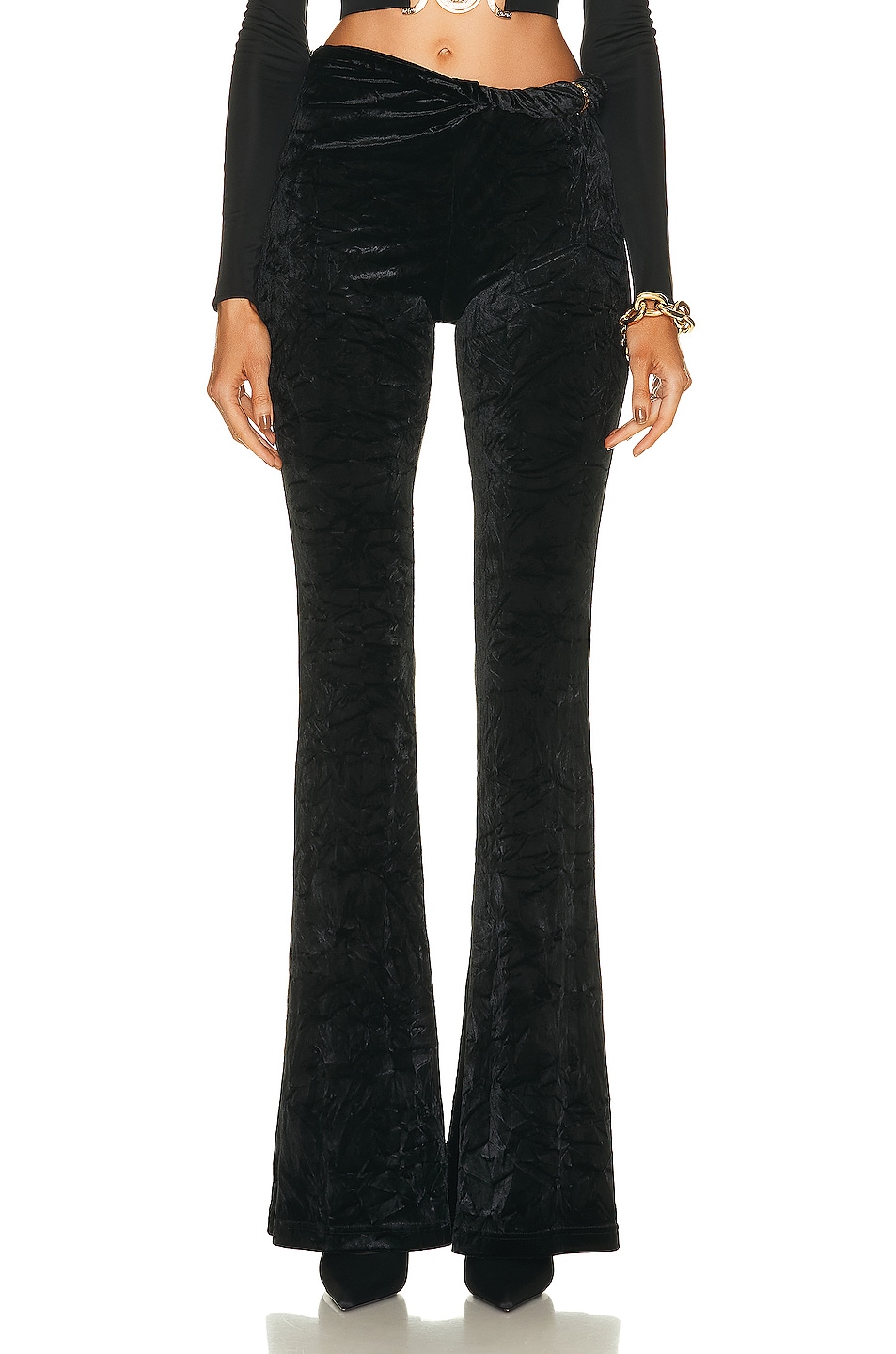 Image 1 of VERSACE Jersey Flare Pant in Nero