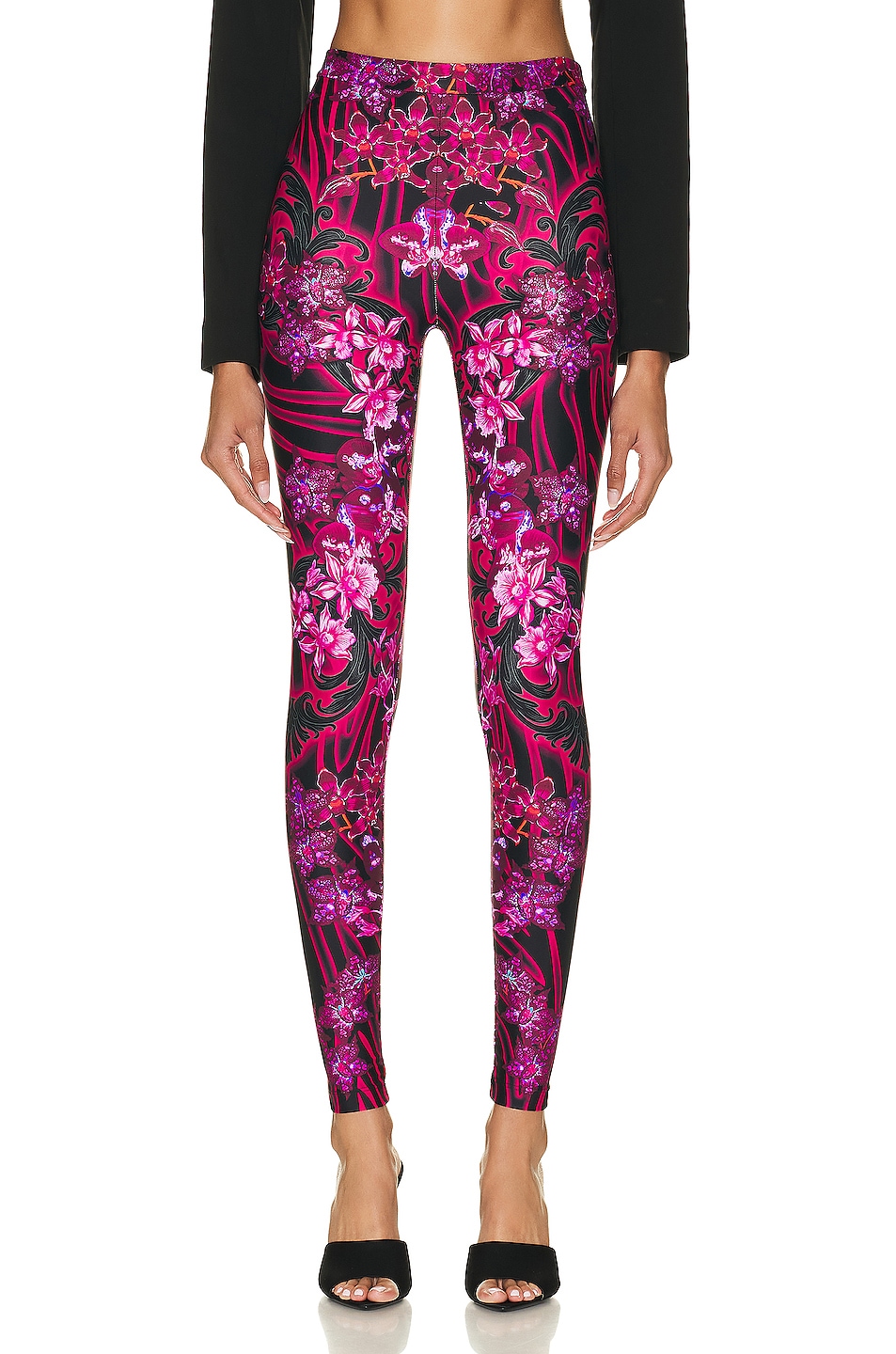 Image 1 of VERSACE Orchid Legging in Black & Tropical Pink
