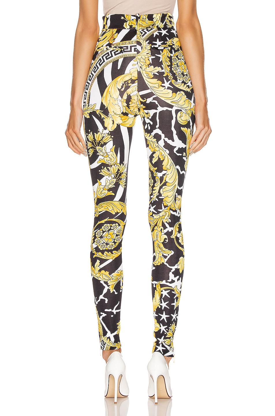 VERSACE Print Legging in Black & Yellow | FWRD