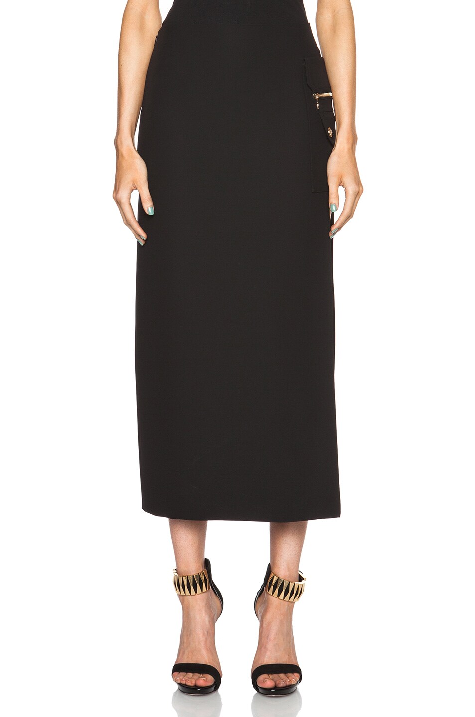 Image 1 of VERSACE Side Slit Skirt in Black