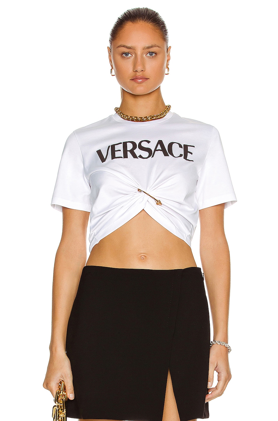Image 1 of VERSACE Monogram Smiley T-Shirt in Bianco & Multicolor