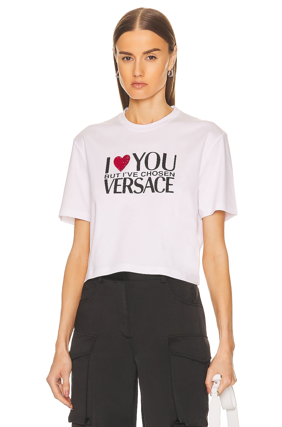 Image 1 of VERSACE I Love You T-Shirt in Bianco Ottico