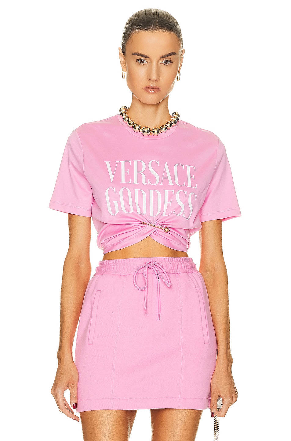 Image 1 of VERSACE Jersey Goddess T-shirt in Pink Paradise