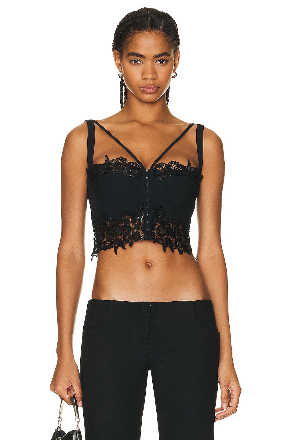 Image 1 of VERSACE Lace Bralette Top in Black