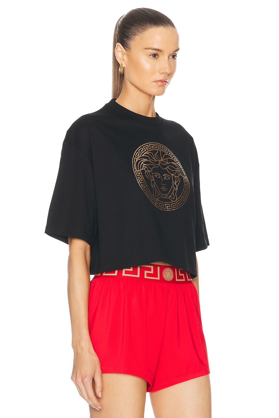 Shop Versace Medusa T-shirt In Black & Gold