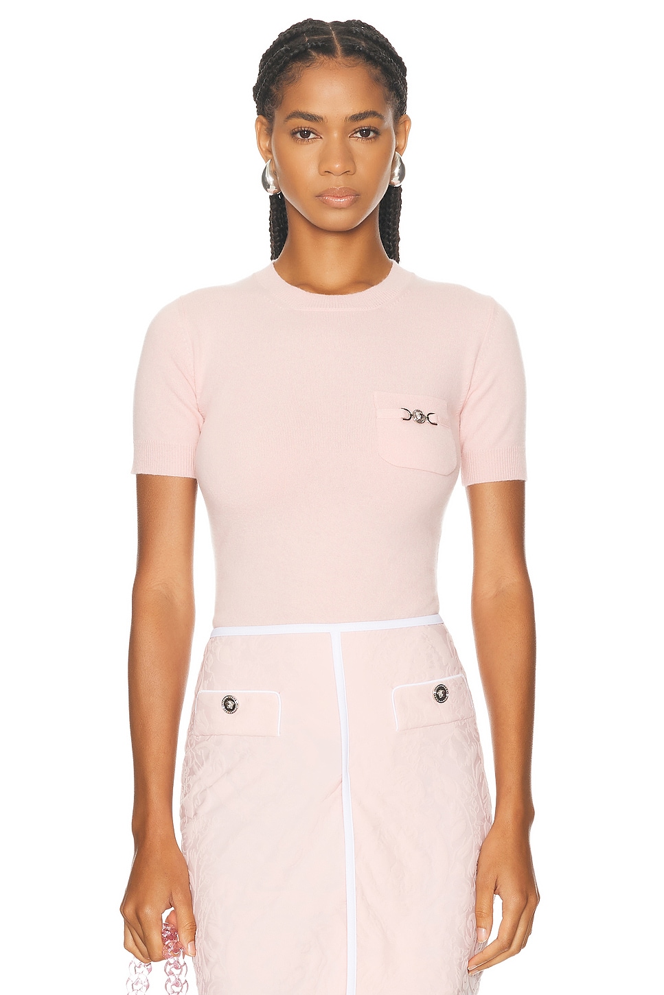 Image 1 of VERSACE Short Sleeve Top in Dusty Rose