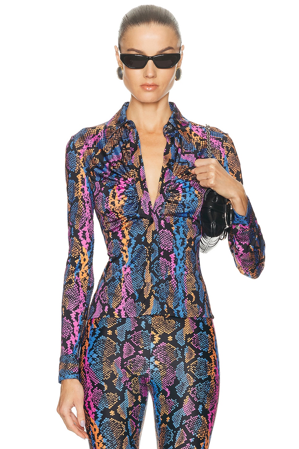 Image 1 of VERSACE Python Print Top in Sky, Pink Sapphire, & Autumn Spice