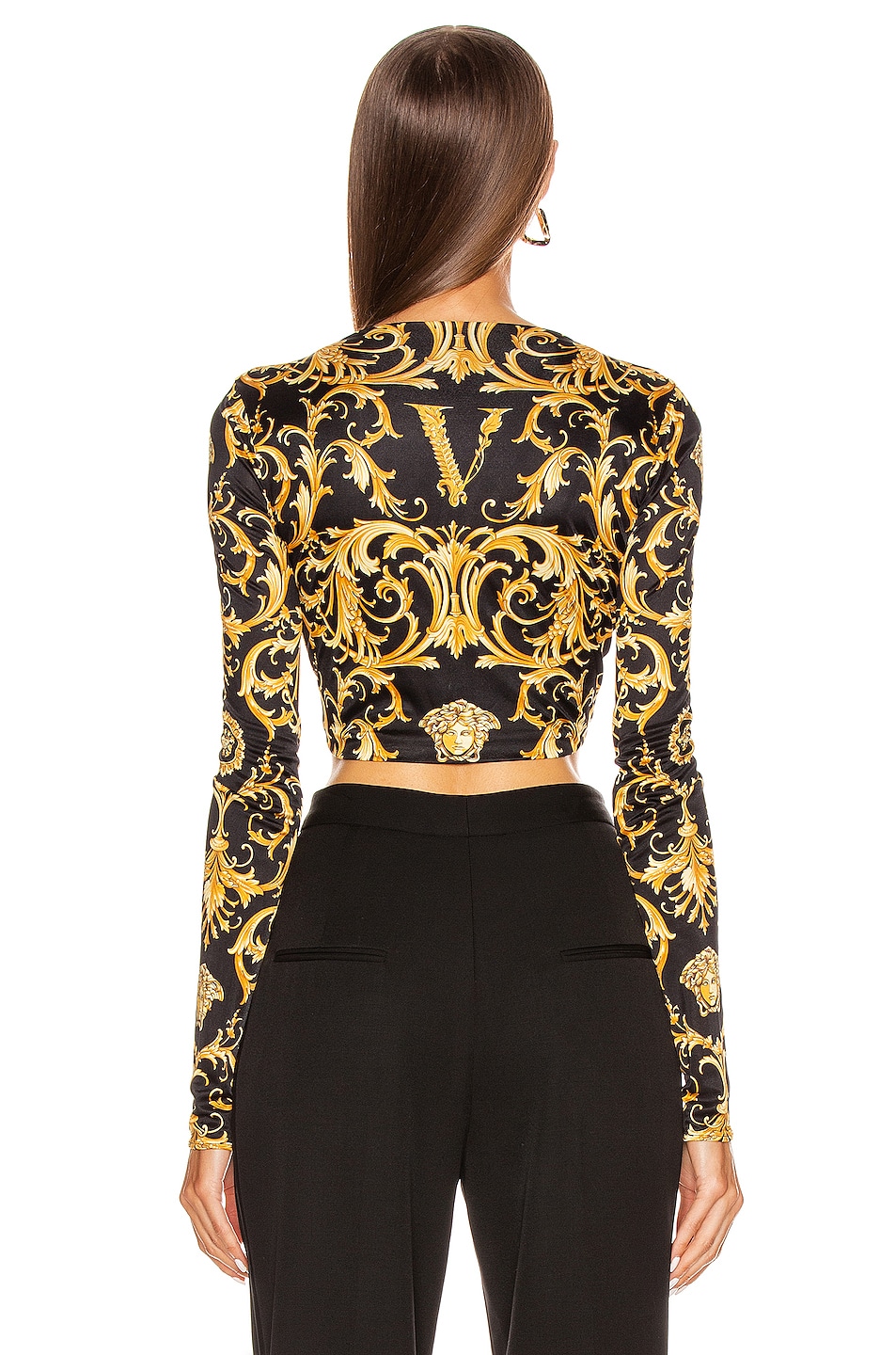 Red & Gold Brocade Crop Top with High-Waisted Flared Lehenga