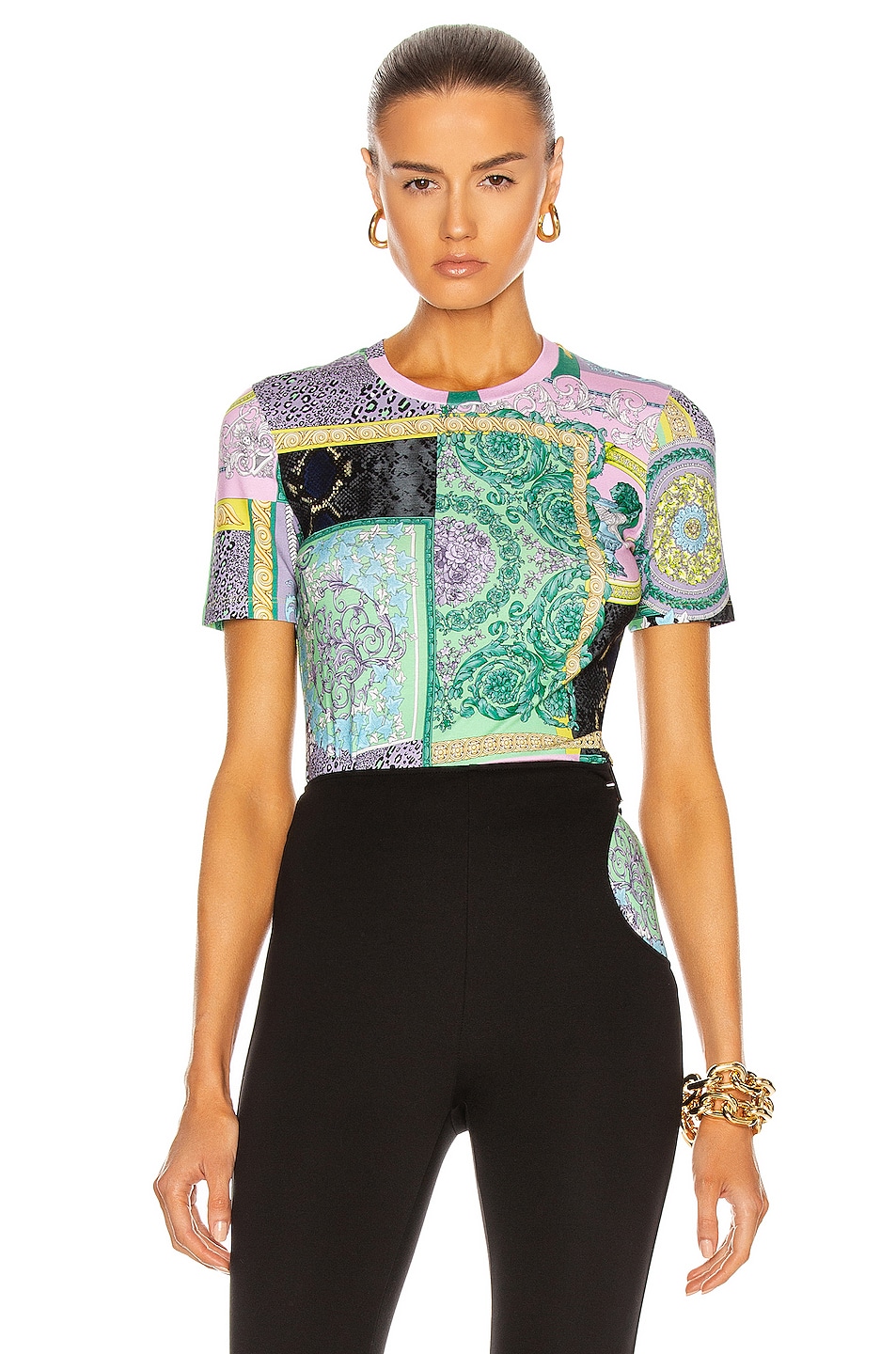 Image 1 of VERSACE Barocco Fitted T Shirt in Multicolor
