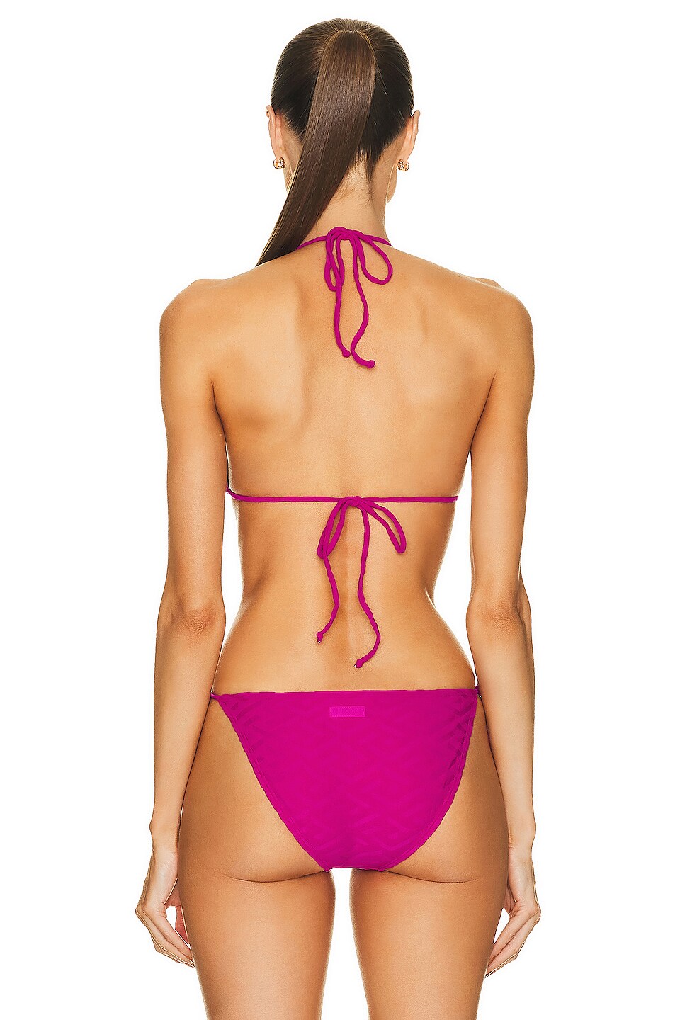 Versace Monogram Triangle Bikini Top In Glossy Pink Fwrd