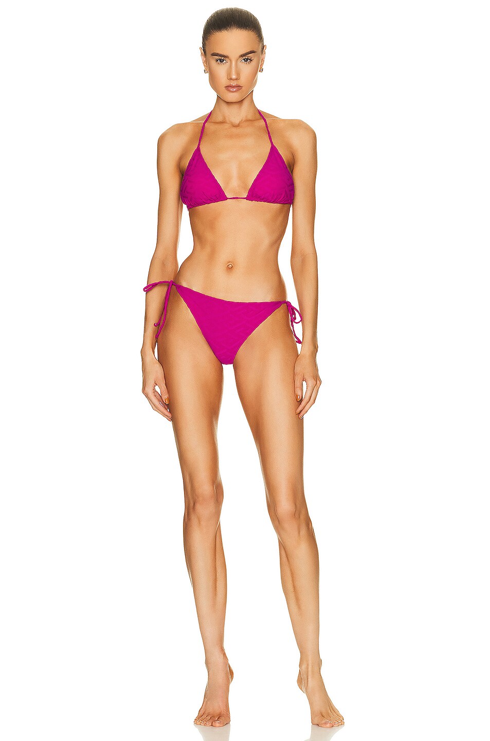 Versace Monogram Triangle Bikini Top In Glossy Pink Fwrd