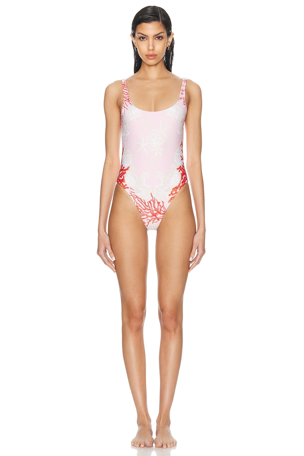 Image 1 of VERSACE One Piece Swimsuit in Dusty Rose, Coral, & Bone