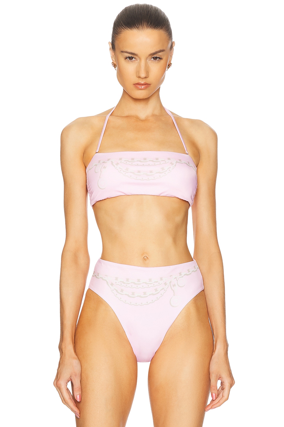 Image 1 of VERSACE Bikini Top in Pastel Pink & Milk