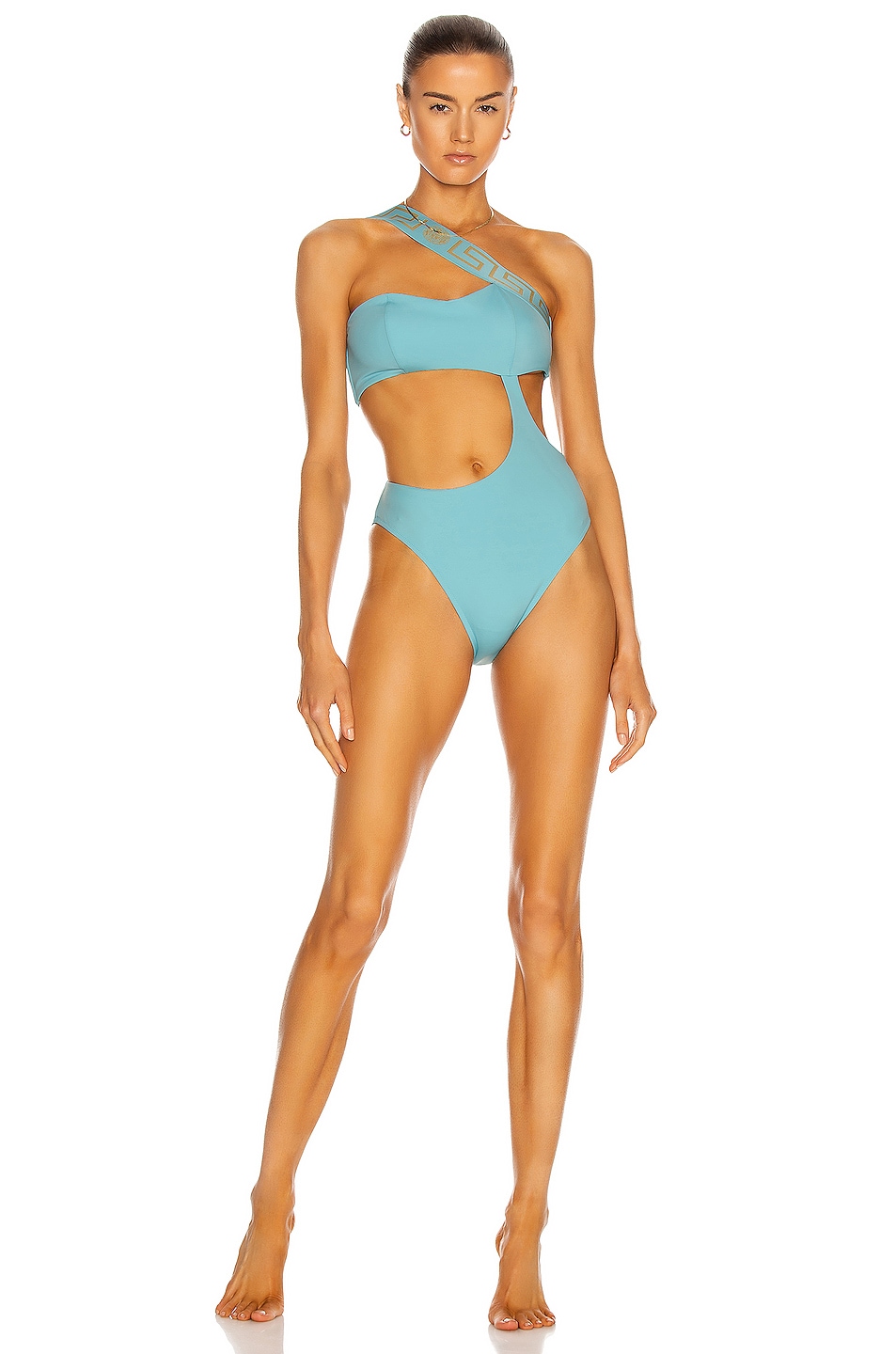Image 1 of VERSACE Cutout One Piece Swimsuit in Splash