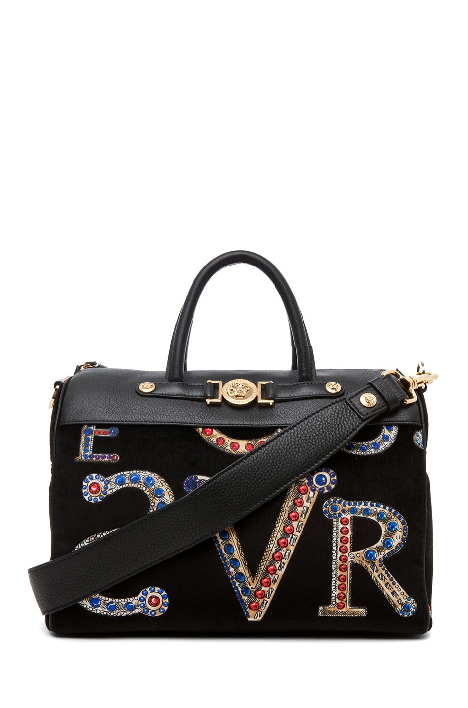 Image 1 of VERSACE Mono Velvet Handbag in Black