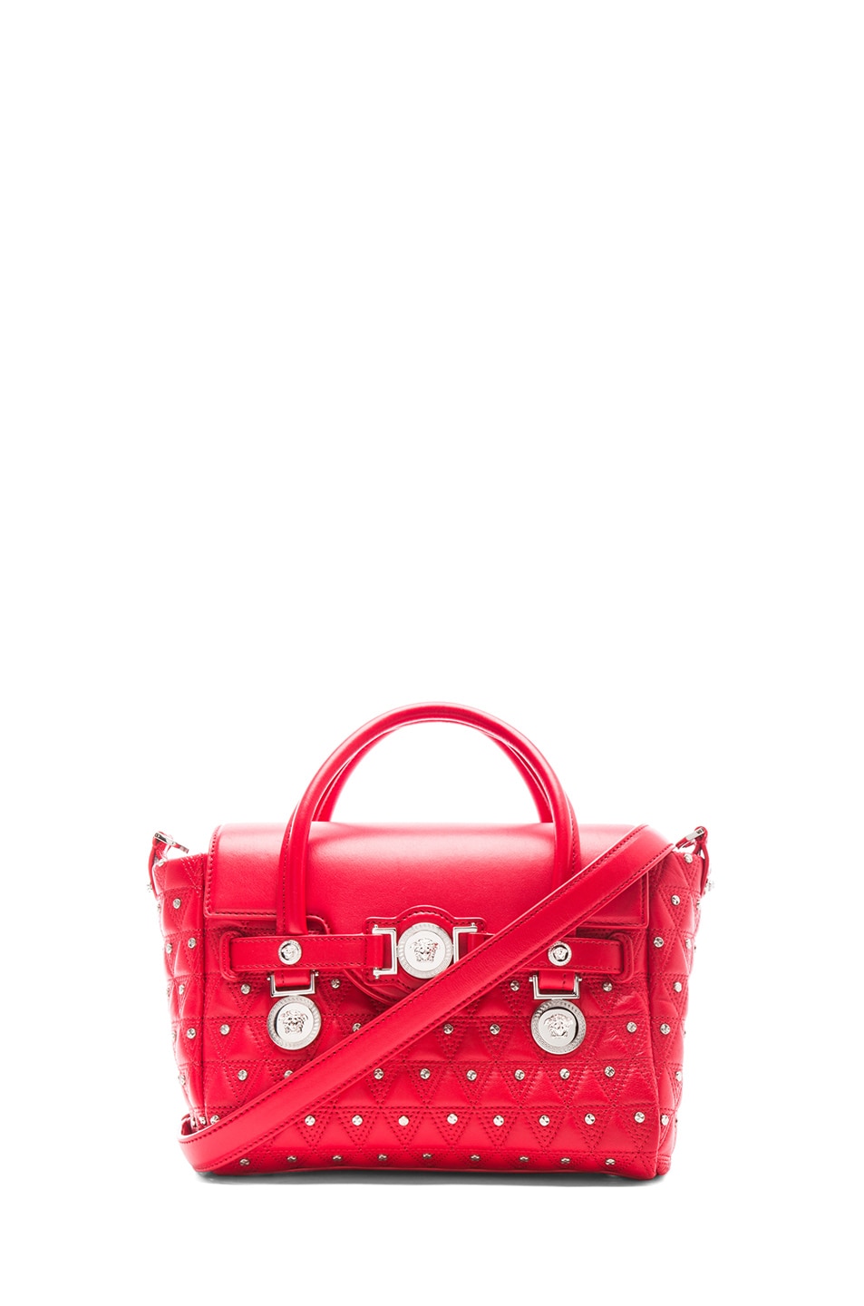Image 1 of VERSACE Small Studded Satchel in Red