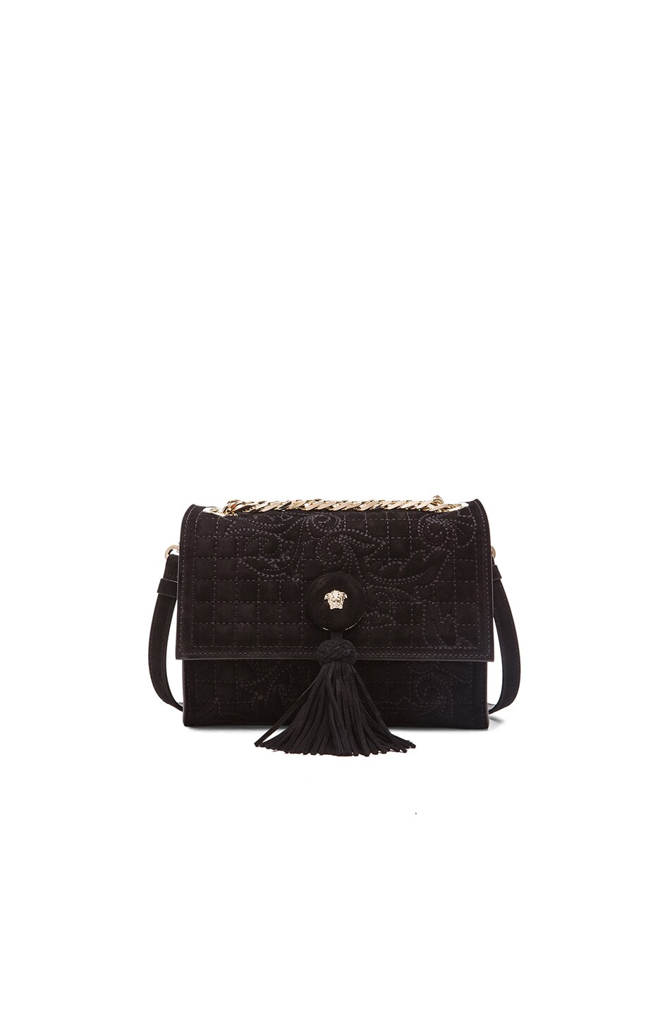Image 1 of VERSACE Chain Handbag with Tassel in Black & Gold