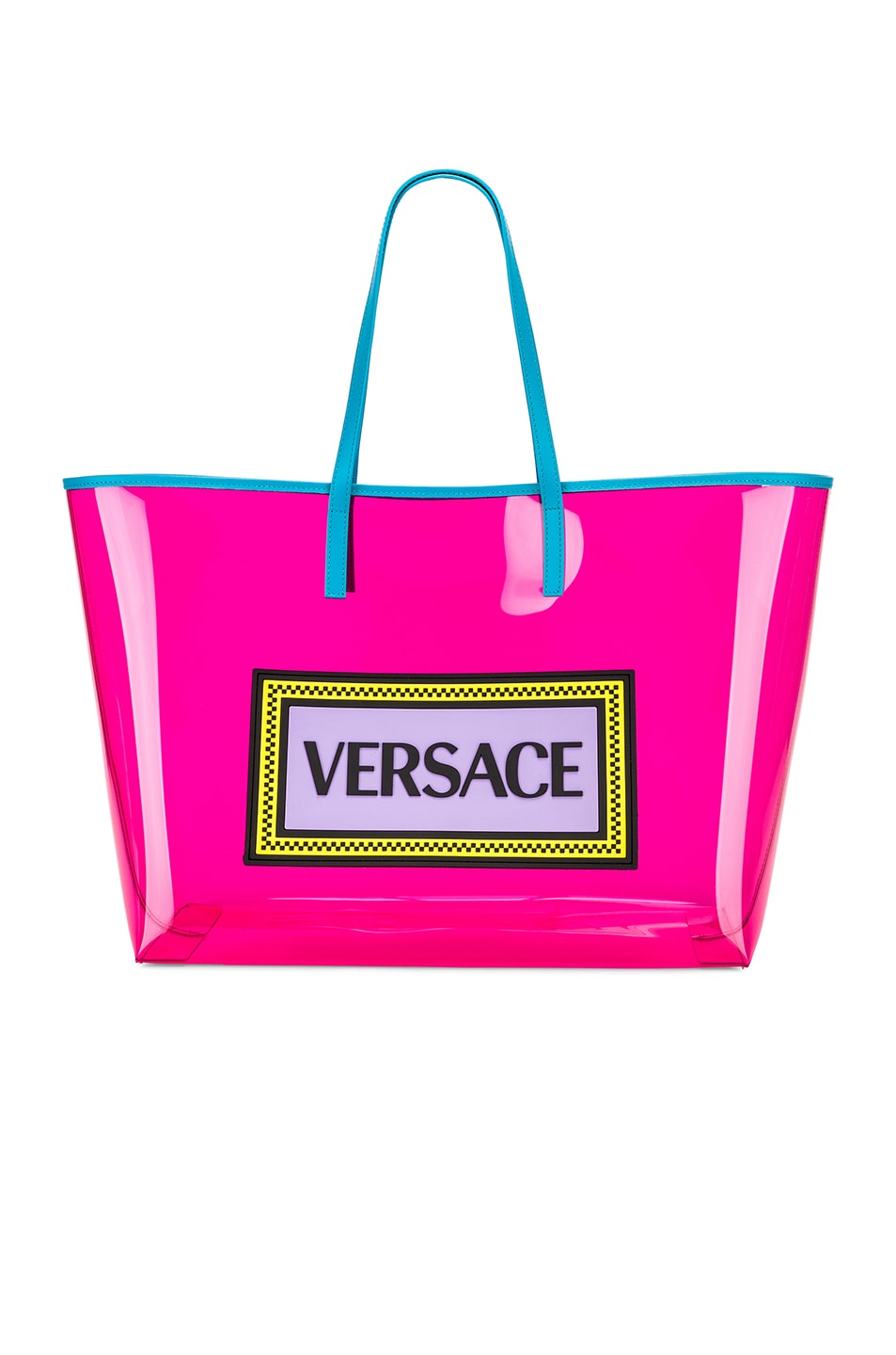 Image 1 of VERSACE Clear Vinyl Logo Tote in Pink